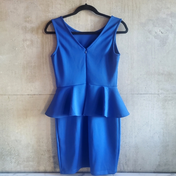 FOREVER 21 / Cobalt Blue Peplum Dress / Size S - Picture 3 of 4